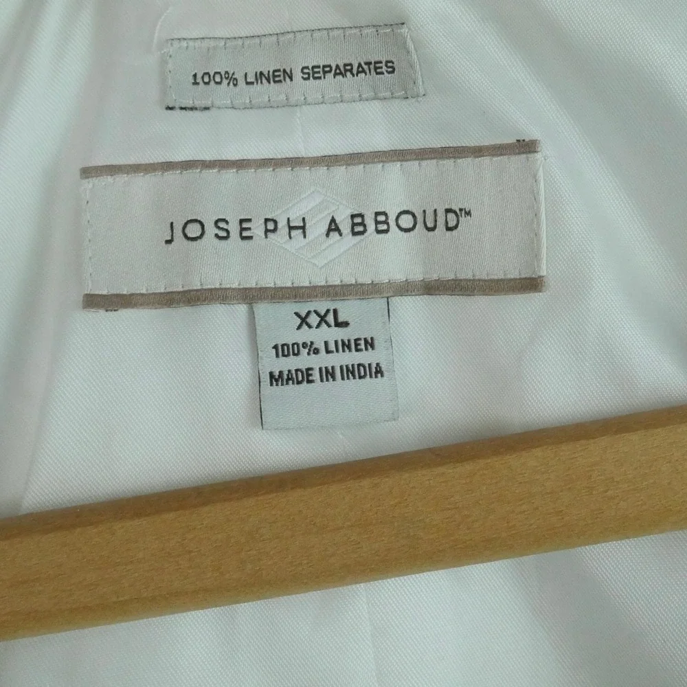 Joseph Abboud Mens XXL White 100% Linen Double Breasted Suit Vest Waistcoat